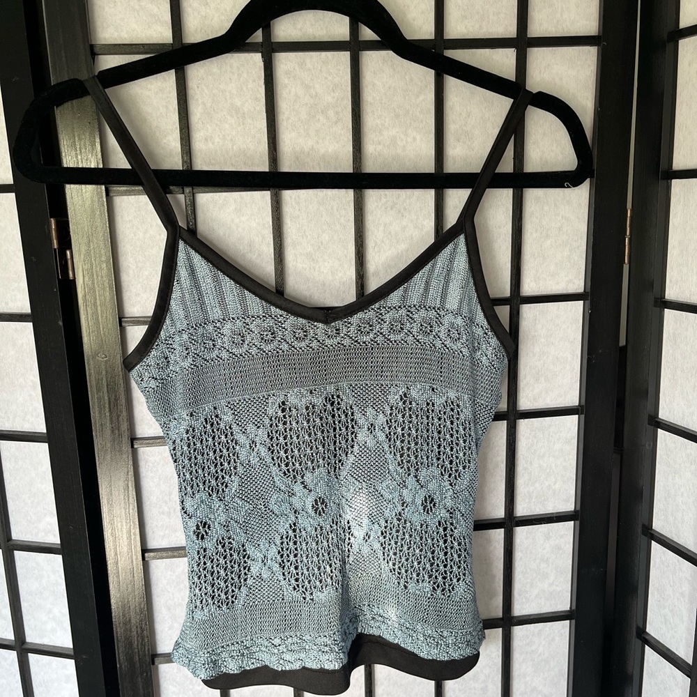 Vintage Knit Fitted Camisole with Spaghetti Straps